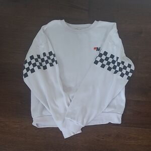 Aviator Nation Rare White Sweatshirt with Checkered Sleeves